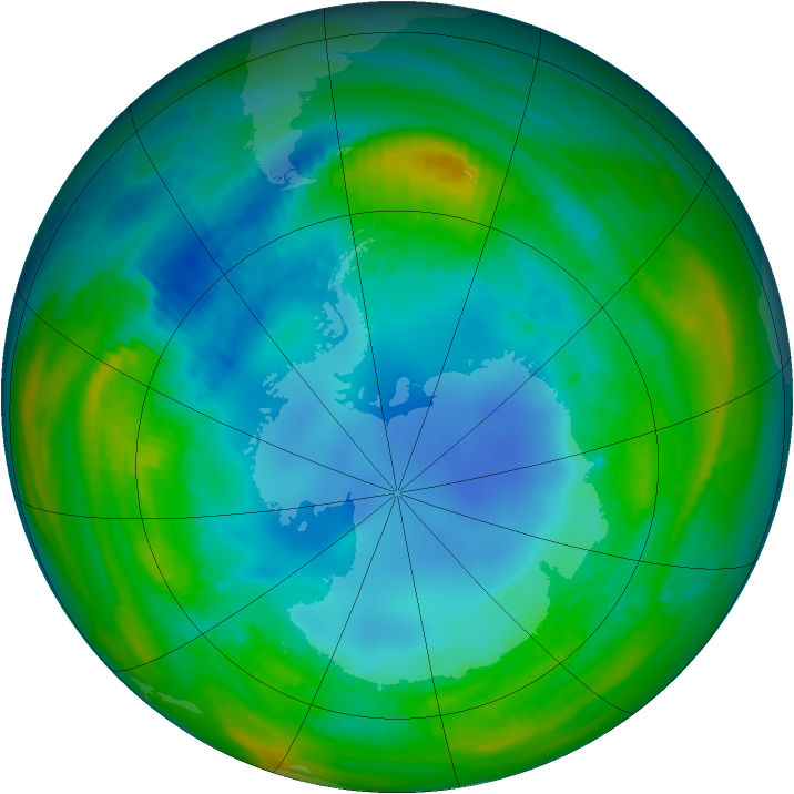 Antarctic ozone map for 07 August 1985